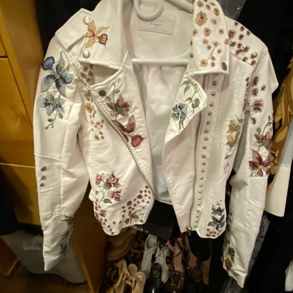 While faux leather jacket